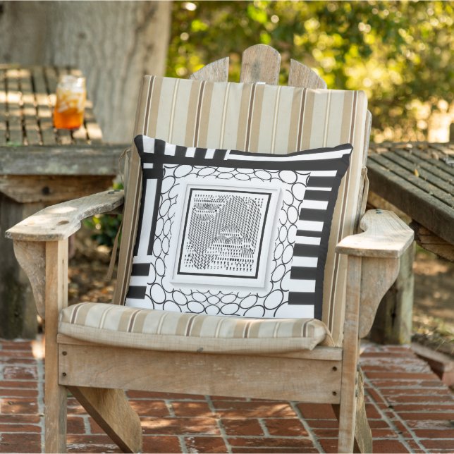 Black White Geo Collage Buitenkussen (Stoel)