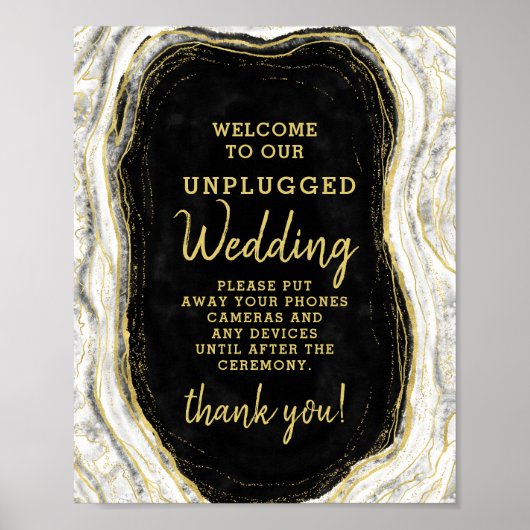 Black White Geode Unplugged Weddenbord Poster (Voorkant)