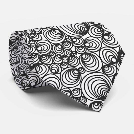 Black White Geometric Abstract Stropdas (Opgerold)