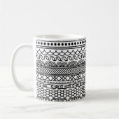 Black & White Geometric Border Sampler Pattern Koffiemok (Links)