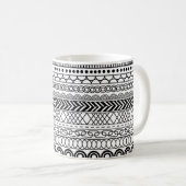 Black & White Geometric Border Sampler Pattern Koffiemok (Voorkant rechts)