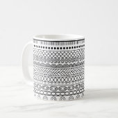 Black & White Geometric Border Sampler Pattern Koffiemok (Voorkant links)