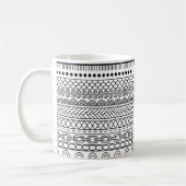 Black & White Geometric Border Sampler Pattern Koffiemok (Links)