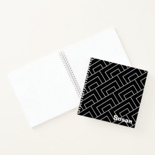 Black White Geometric Diagnostic Lines Journal Notitieboek