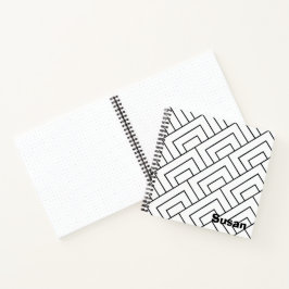 Black White Geometric Diagnostic Lines Journal Notitieboek