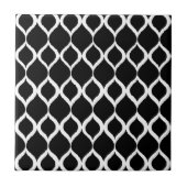 Black White Geometric Ikat Tribal Print Patroon Tegeltje (Voorkant)
