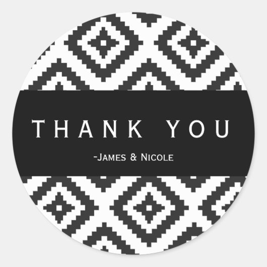 Black & White Geometric Pattern Chic Sticker (Voorkant)