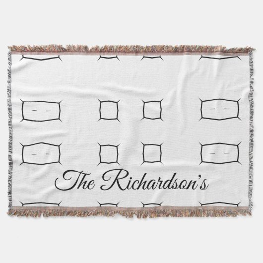 Black White Geometric Pattern | Minimal Abstract Deken (Voorkant)