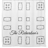 Black White Geometric Pattern | Minimal Abstract Douchegordijn (Voorkant)