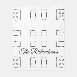 Black White Geometric Pattern | Minimal Abstract Fleece Deken