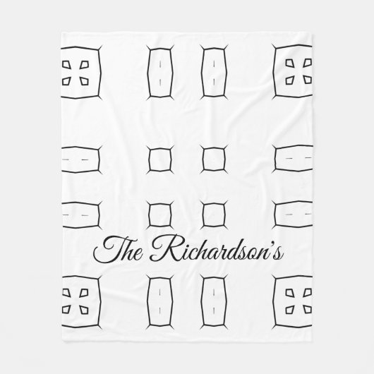 Black White Geometric Pattern | Minimal Abstract Fleece Deken (Voorkant)