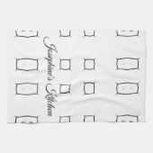 Black White Geometric Pattern | Minimal Abstract Theedoek (Horizontaal)