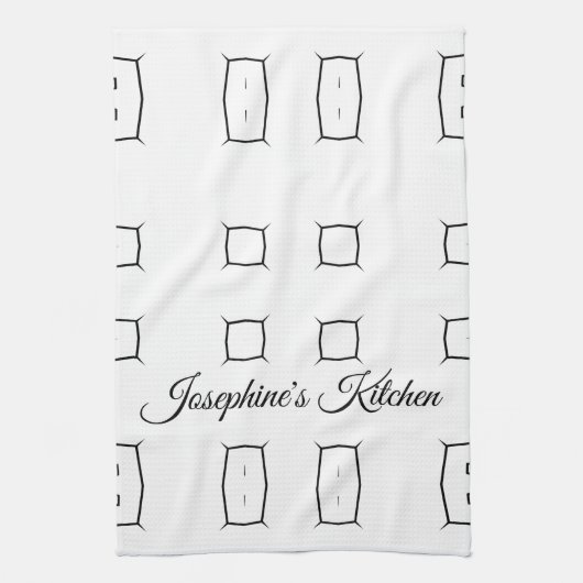 Black White Geometric Pattern | Minimal Abstract Theedoek (Verticaal)