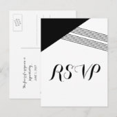 Black White Geometric Stripe Response Briefkaart (Voorkant / Achterkant)