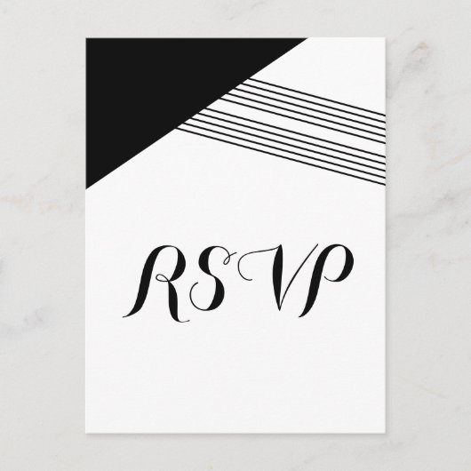 Black White Geometric Stripe Response Briefkaart (Voorkant)
