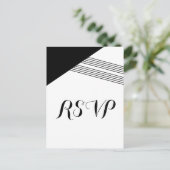 Black White Geometric Stripe Response Briefkaart (Staand voorkant)