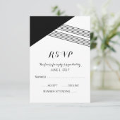 Black White Geometric Stripe Response Kaart (Staand voorkant)