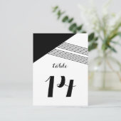 Black White Geometric Stripe Table Briefkaart (Staand voorkant)