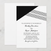 Black White Geometric Stripe Wedding Invite Kaart (Voorkant / Achterkant)