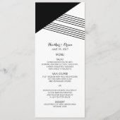 Black White Geometric Stripe Wedding Menu (Voorkant)