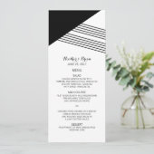 Black White Geometric Stripe Wedding Menu (Staand voorkant)