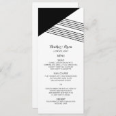 Black White Geometric Stripe Wedding Menu (Voorkant / Achterkant)