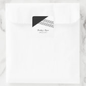 Black White Geometric Stripe Wedding Stickers (Tas)