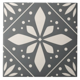 Black White Geometric Symmetrical Pattern DIY Tegeltje