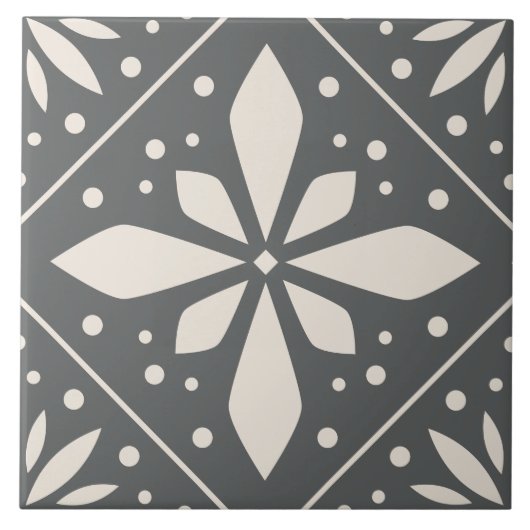 Black White Geometric Symmetrical Pattern DIY Tegeltje (Voorkant)