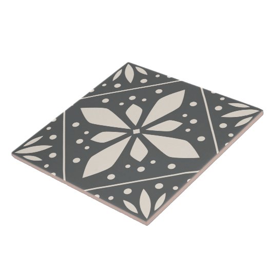 Black White Geometric Symmetrical Pattern DIY Tegeltje (Zijkant)