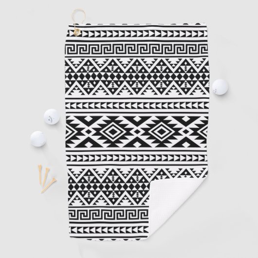 Black White Geometric Tribal Pattern Aztec Boho Golfhanddoek (Insitu)