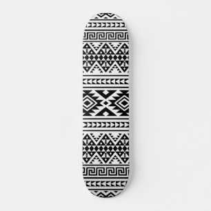 Black White Geometric Tribal Pattern Aztec Boho Persoonlijk Skateboard