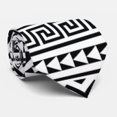 Black White Geometric Tribal Pattern Aztec Boho Stropdas (Opgerold)