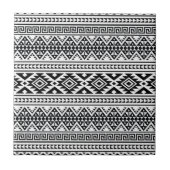 Black White Geometric Tribal Pattern Aztec Boho Tegeltje (Voorkant)
