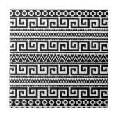 Black White Geometric Tribal Pattern Aztec Boho Tegeltje (Voorkant)