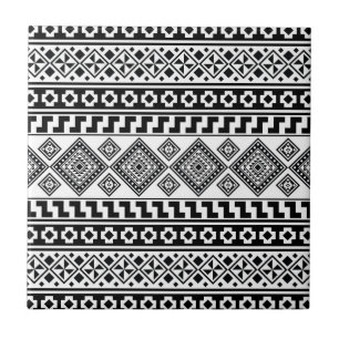 Black White Geometric Tribal Pattern Aztec Boho Tegeltje