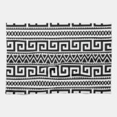 Black White Geometric Tribal Pattern Aztec Boho Theedoek (Horizontaal)