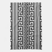 Black White Geometric Tribal Pattern Aztec Boho Theedoek (Verticaal)