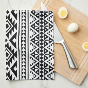 Black White Geometric Tribal Pattern Aztec Boho Theedoek