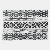 Black White Geometric Tribal Pattern Aztec Boho Theedoek (Horizontaal)