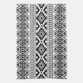 Black White Geometric Tribal Pattern Aztec Boho Theedoek (Verticaal)