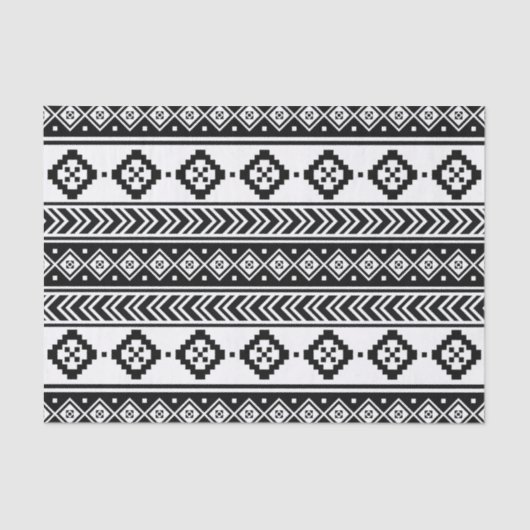 Black White Geometric Tribal Pattern Aztec Boho Tissuepapier (Voorkant)