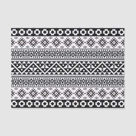 Black White Geometric Tribal Pattern Aztec Boho Tissuepapier (Voorkant)