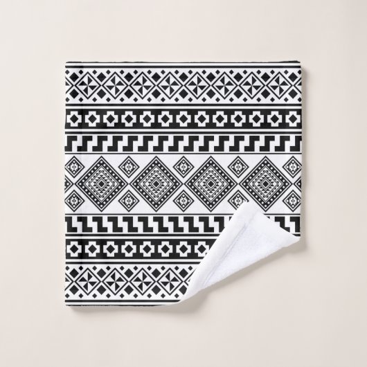 Black White Geometric Tribal Pattern Aztec Boho Washandje (Wasdoekje)