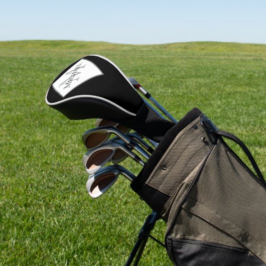 Black White Gepersonaliseerd Monogram Golf Head Ho Golfheadcover (Insitu)