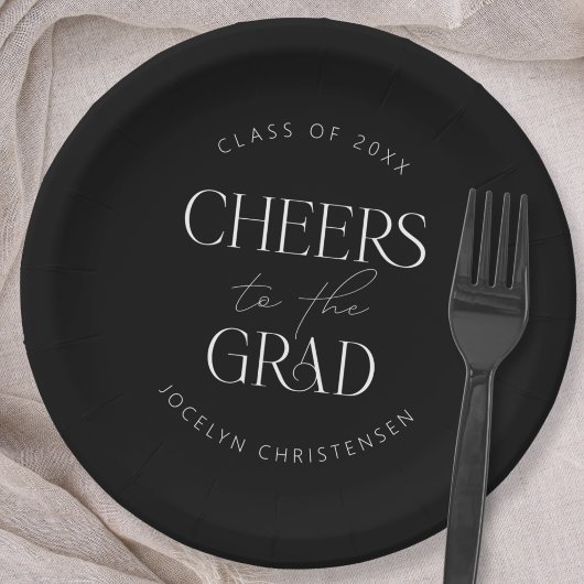 Black White Gepersonaliseerde Cheers Afstudeerder  Papieren Bordje