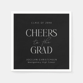 Black White Gepersonaliseerde Cheers Afstudeerder Servet
