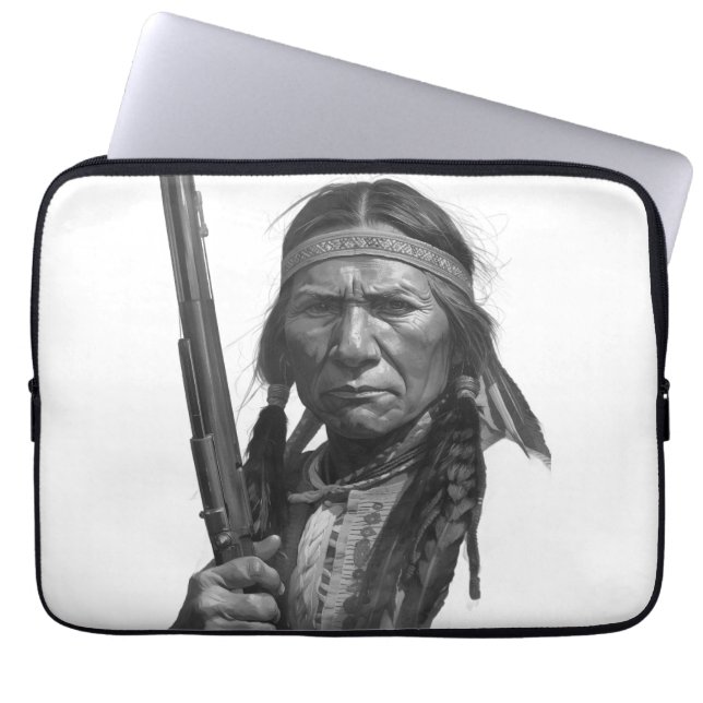 Black & White Geronimo Laptop Sleeve (Voorkant)