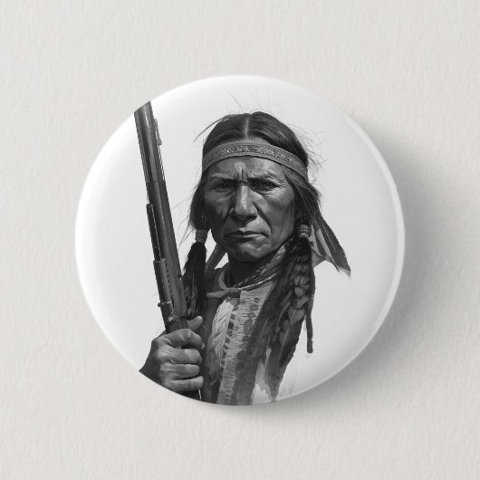 Black & White Geronimo Ronde Button 5,7 Cm (Voorkant)