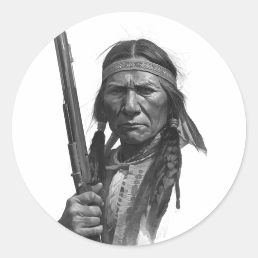 Black & White Geronimo Ronde Sticker (Voorkant)